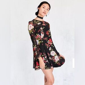 Kimchi Blue Dragon fly dress floral boho whimsigoth Bishop Sleeves